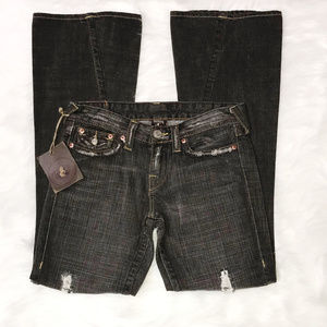 TRUE RELIGION Joey Twist Seam Flap Flare Jeans NWT